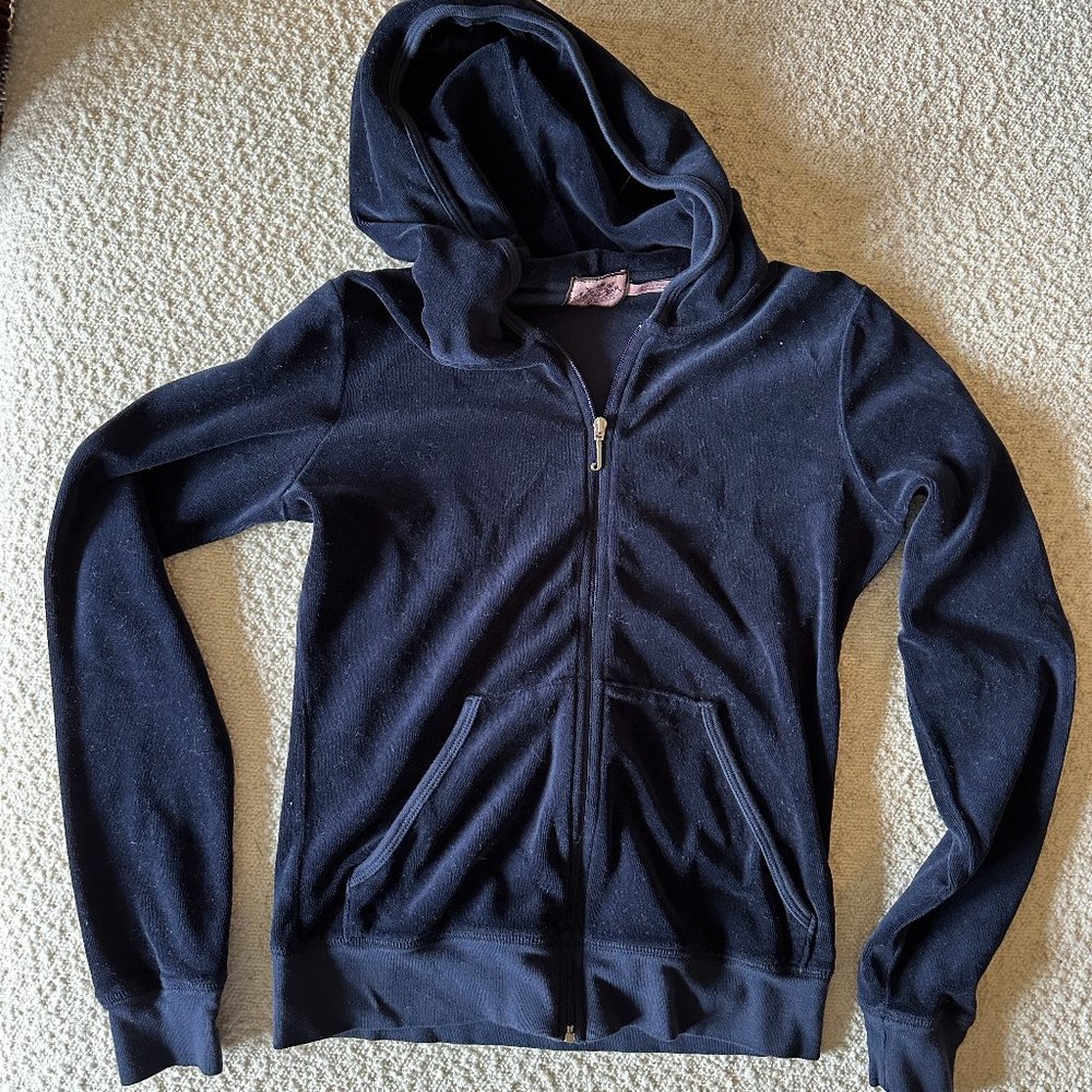 Juice Couture Velour Hoodie, Navy Blue